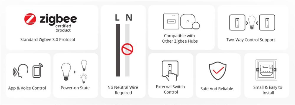 Interruptor 1 botón Zigbee (No cable Neutro)