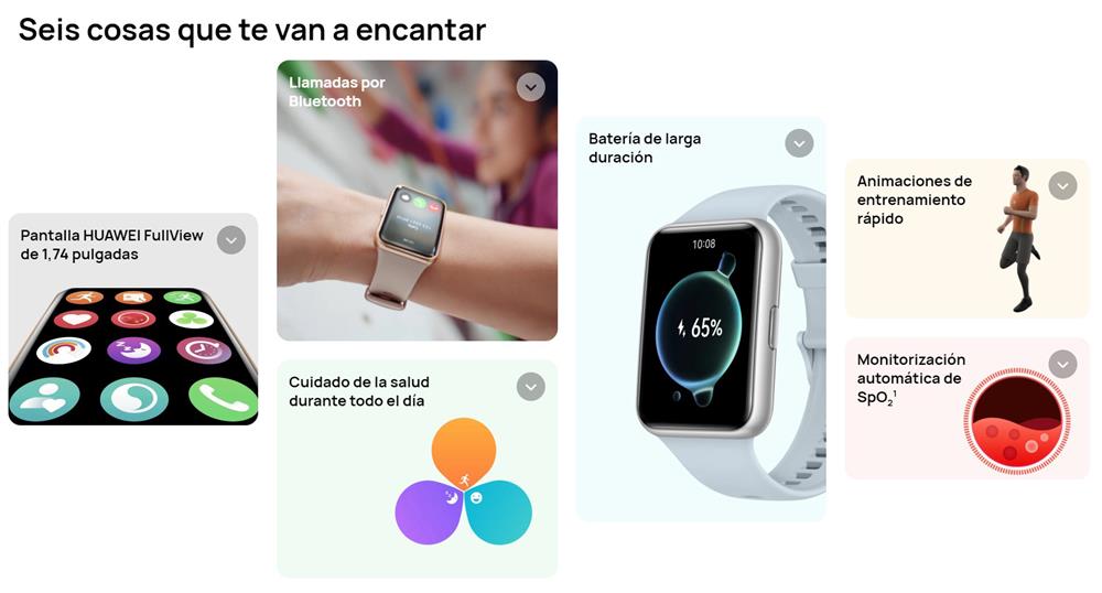 Smartwatch  Huawei Watch Fit 2, Batería hasta 10 días, 130 - 210