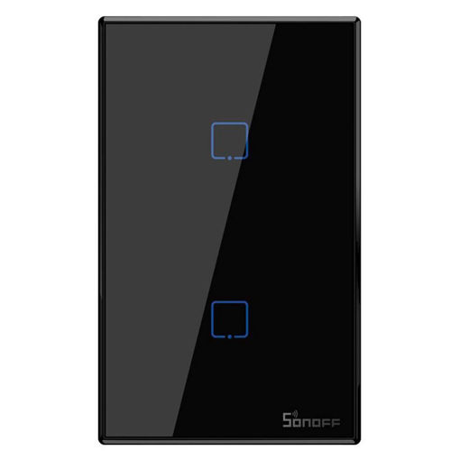 Imagen de Sonoff T3US2C Interruptor Pared 2 Botones Wifi y 433 MHz Negro