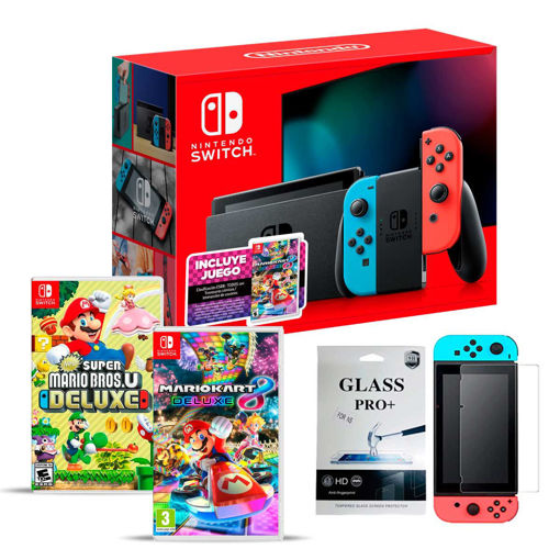 Imagen de Nintendo Switch + New Super Mario Bros U. Deluxe + Vidrio Templado