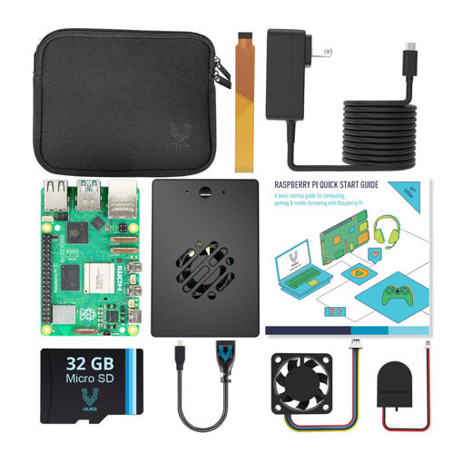 Imagen de Raspberry Pi 5 2GB Basic Starter Kit Case Aluminio con refrigeración pasiva y activa