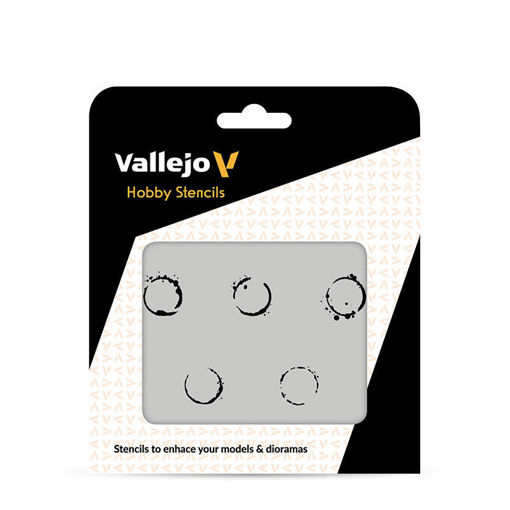 Imagen de Vallejo Stencils Marcas bidones de aceite 125 x 125 mm