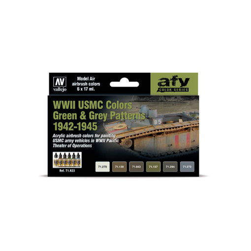 Imagen de Vallejo AFV Set WWII USMC Colors Green & Grey 42-45 6un