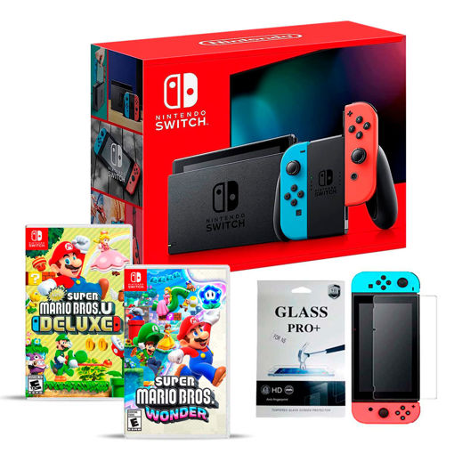 Imagen de Nintendo Switch + New Super Mario Bros U. Deluxe + Vidrio Templado