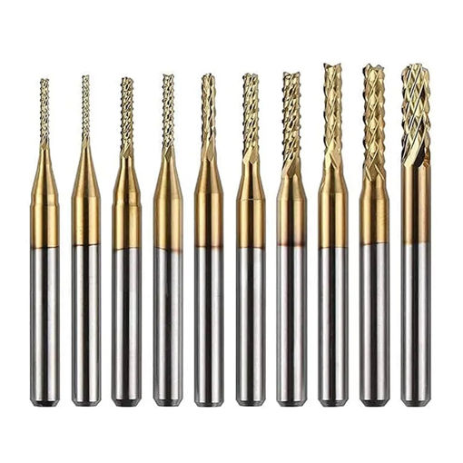 Imagen de Fresa tipo maíz 0,8–3,175 mm, recubierta en titanio, 10 piezas